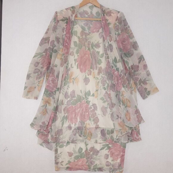 Jeffrey & Dara Evenings by Tom Barra Dresses & Skirts - Jeffrey & Dara Evenings by Tom Barra Floral Dress + Jacket Women's 10 Vintage